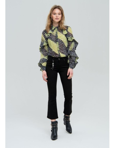 Denim cropped flare Fracomina