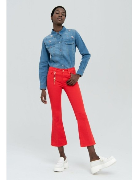 Denim cropped flare Fracomina