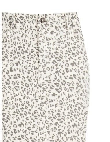 Midi-rok van denim met luipaardprint van Rinascimento