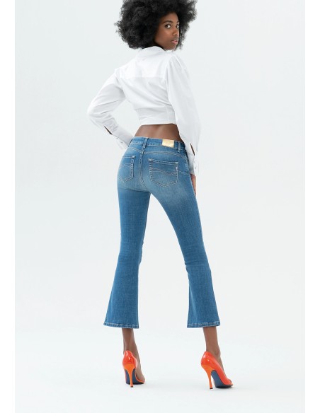 Bella Flare Cropped-jeans van verfijnde stretchdenim van Fracomina