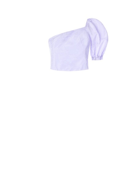 Rinascimento Crop Top met één schouder van jacquard-satijn