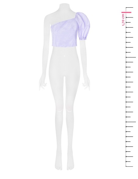 Rinascimento Crop Top met één schouder van jacquard-satijn