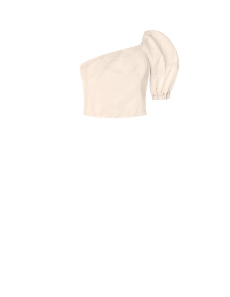 Rinascimento Crop Top met één schouder van jacquard-satijn