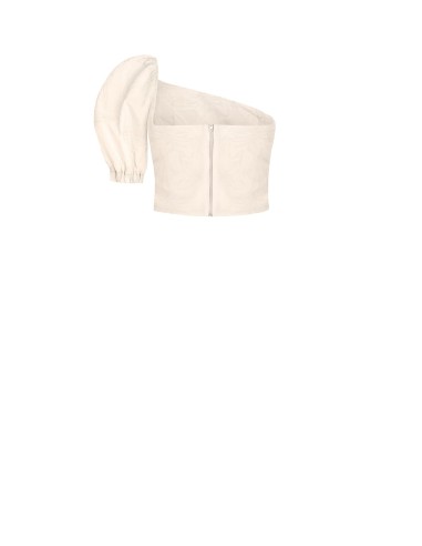 Rinascimento Crop Top met één schouder van jacquard-satijn