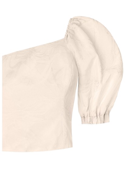 Rinascimento Crop Top met één schouder van jacquard-satijn