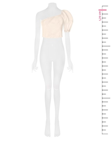 Rinascimento Crop Top met één schouder van jacquard-satijn