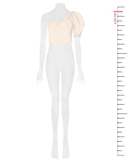 Rinascimento Crop Top met één schouder van jacquard-satijn