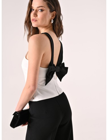Strakke crop top van technische stof met strik aan de achterkant Rinascimento