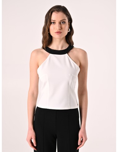 Strakke crop top van technische stof met strik aan de achterkant Rinascimento