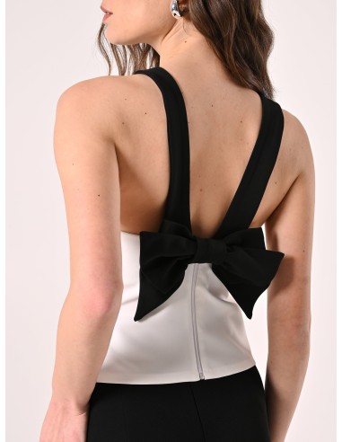 Strakke crop top van technische stof met strik aan de achterkant Rinascimento