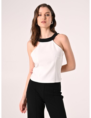 Strakke crop top van technische stof met strik aan de achterkant Rinascimento