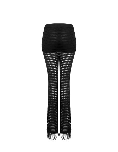 Uitlopende broek van opengewerkt breisel met franjes en geïntegreerde shorts Rinascimento