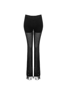 Uitlopende broek van opengewerkt breisel met franjes en geïntegreerde shorts Rinascimento