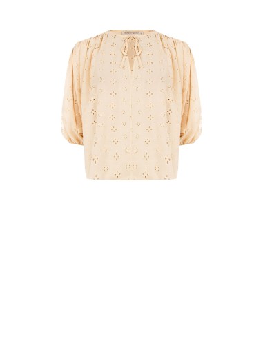 Korte en wijde blouse van geborduurde georgette met bloemenmotief Rinascimento