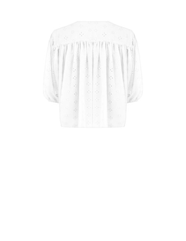 Korte en wijde blouse van geborduurde georgette met bloemenmotief Rinascimento