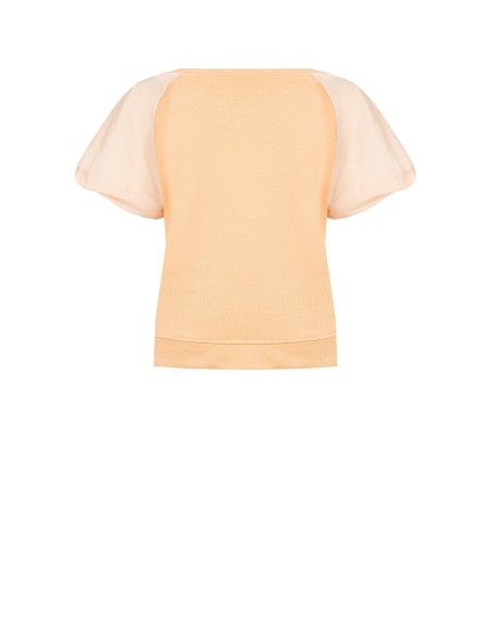 Oversized sweater van katoenmix met nylon pofmouwen Rinascimento