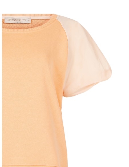 Oversized sweater van katoenmix met nylon pofmouwen Rinascimento