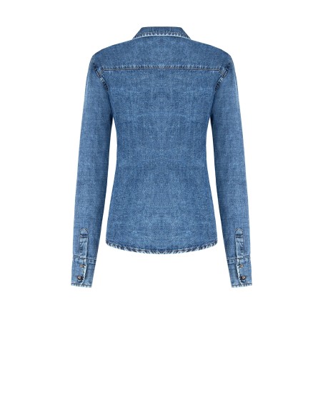 Ruimvallend denim overhemd met zakjes van Rinascimento