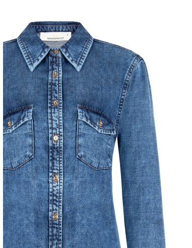 Ruimvallend denim overhemd met zakjes van Rinascimento