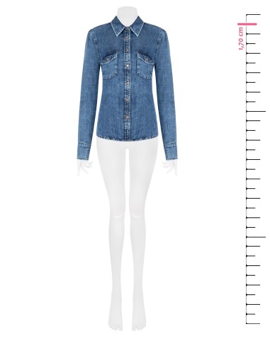 Ruimvallend denim overhemd met zakjes van Rinascimento