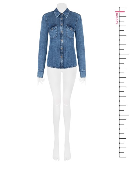 Ruimvallend denim overhemd met zakjes van Rinascimento