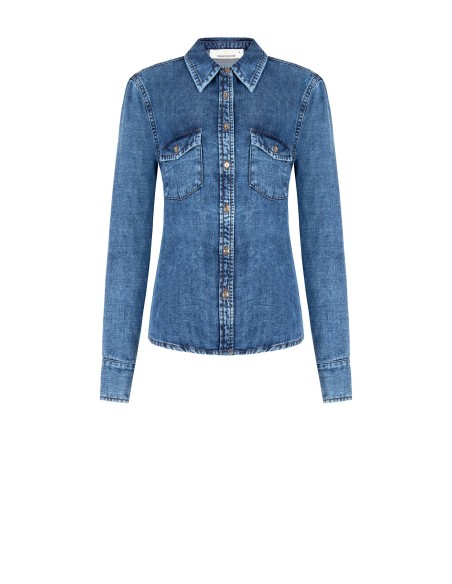 Ruimvallend denim overhemd met zakjes van Rinascimento