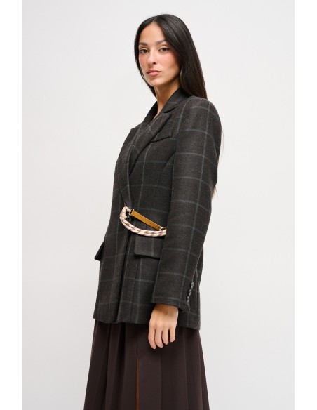 Geruite jas met riem in de taille van Maryley