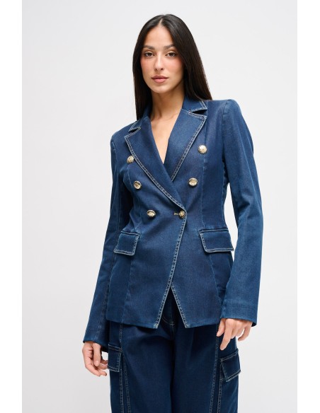 Maryley dubbelrijig denimjasje