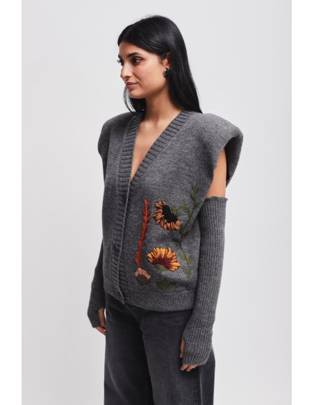 Gebreid gilet met mouwen Maryley