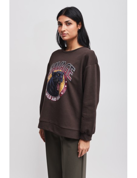 Katoenen sweater met Maryley-print