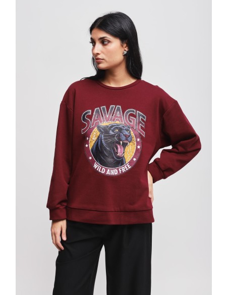 Katoenen sweater met Maryley-print