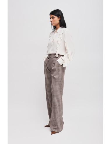 Maryley-pantalon met wijde pijpen in pied-de-poulepatroon