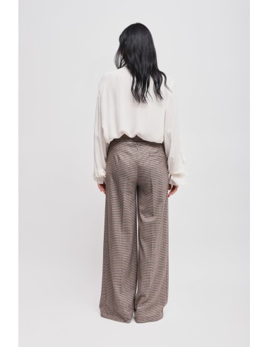 Maryley-pantalon met wijde pijpen in pied-de-poulepatroon