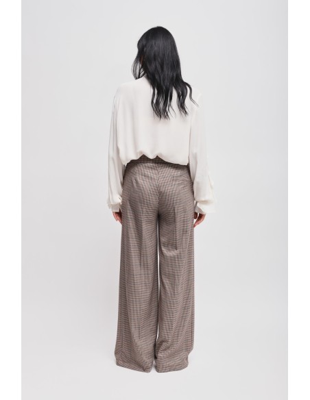 Maryley-pantalon met wijde pijpen in pied-de-poulepatroon