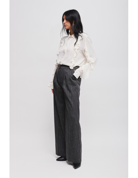 Maryley krijtstreep Palazzo-broek
