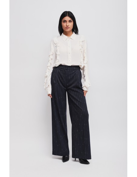 Maryley krijtstreep Palazzo-broek