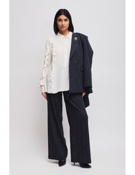 Maryley krijtstreep Palazzo-broek
