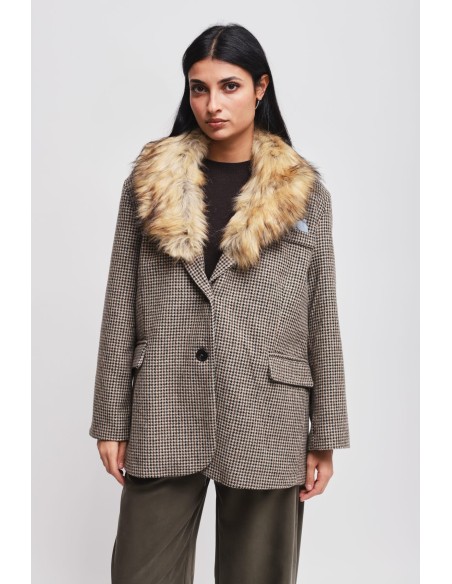 Oversized jas met kraag van imitatiebont Maryley
