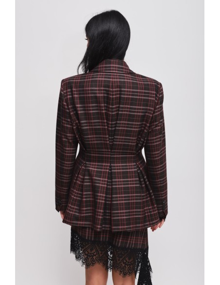 Getailleerde double-breasted geruite blazer van Maryley