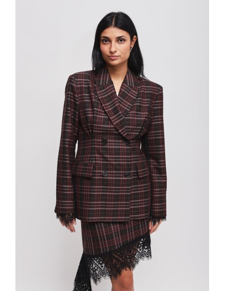 Getailleerde double-breasted geruite blazer van Maryley