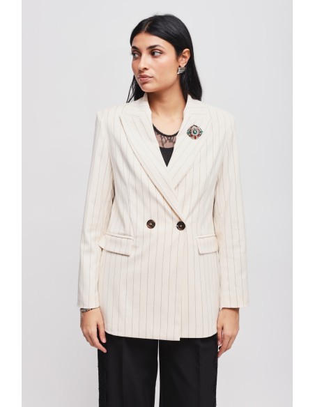 Gestreept jasje met broche Maryley