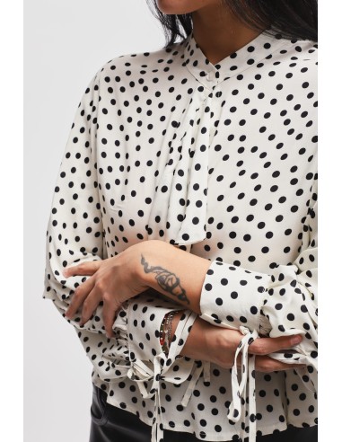 Viscoseblouse met stippen en ruches van Maryley
