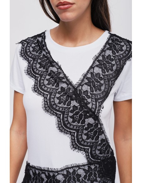 T-shirt met kanten details Maryley