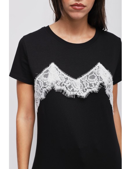 T-shirt met kanten applicaties Maryley