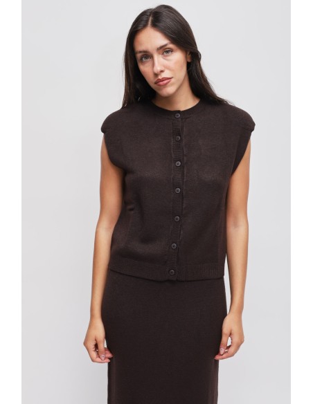 Gebreid gilet met gewatteerde schouders Maryley