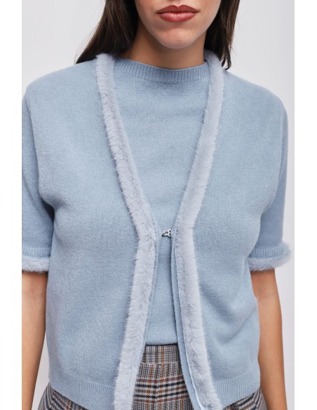 Gebreid vest met detail van imitatiebont Maryley