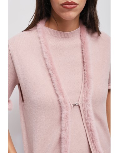 Gebreid vest met detail van imitatiebont Maryley