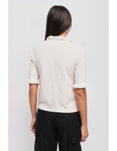 Gebreid vest met detail van imitatiebont Maryley