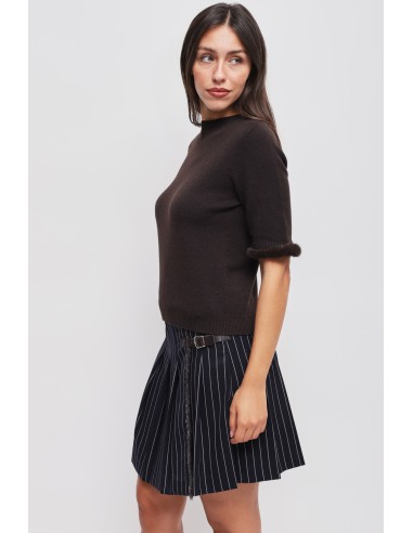 Top met korte mouwen en imitatiebontdetail van Maryley