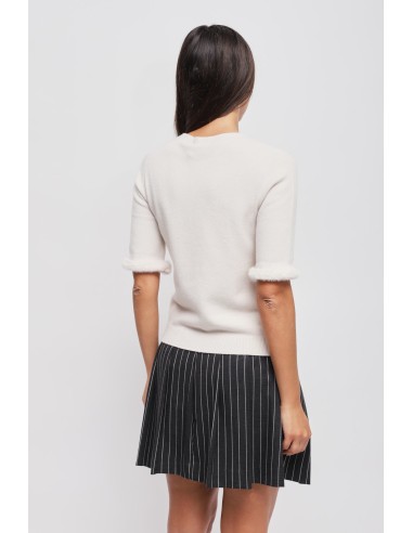Top met korte mouwen en imitatiebontdetail van Maryley